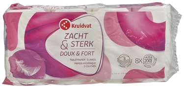 KRUIDVAT PAPIER HYGIÉNIQUE DOUX & FORT 3-COUCHES KRUIDVAT PAPIER HYGIÉNIQUE DOUX & FORT 3-COUCHES