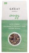 GR'EAT GRANOLA ENERGY NUTS & SEEDS CRANBERRY & COCONUT CHIPS PUFFED QUINOA