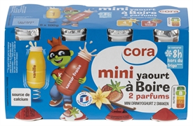 CORA MINI YAOURT À BOIRE 2 PARFUMS