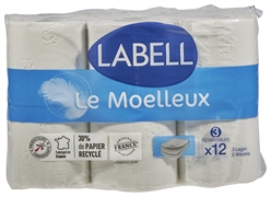 LABELL (INTERMARCHÉ) LE MOELLEUX-PAPIER TOILETTE BLANC 3 ÉPAISSEURS