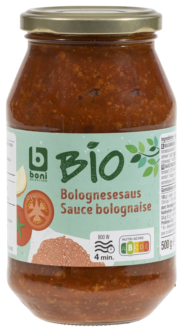 Test BONI SELECTION BIO (COLRUYT) SAUCE BOLOGNAISE Testachats santé