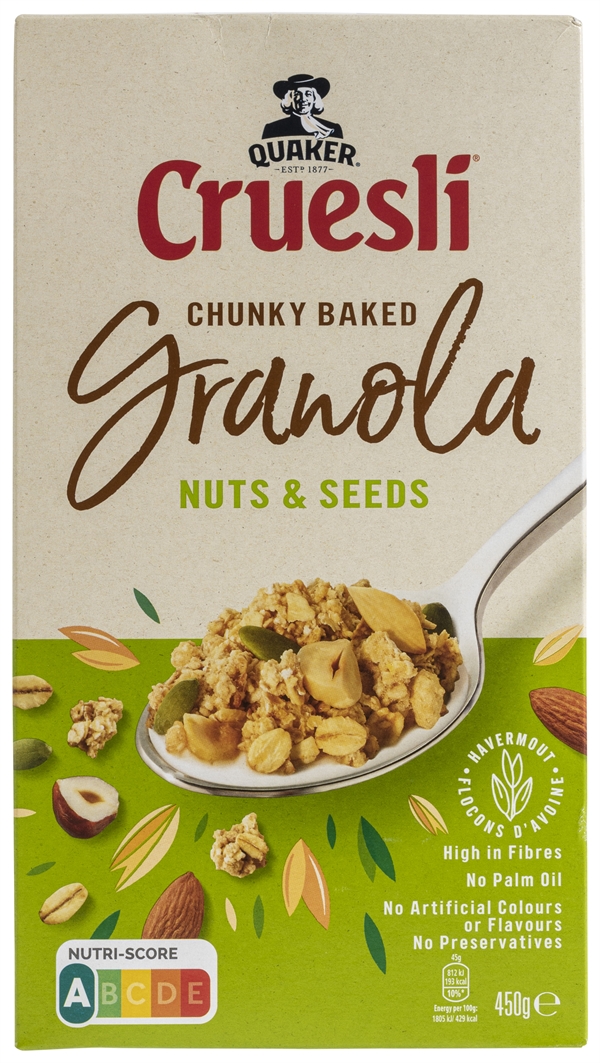 QUAKER CRUESLI GRANOLA NUTS & SEEDS test en review Testaankoop gezond